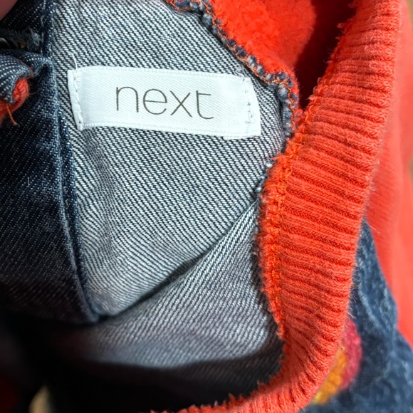 Next Rainbow Denim & Red Sweatshirt Dress - Picture 3 of 4